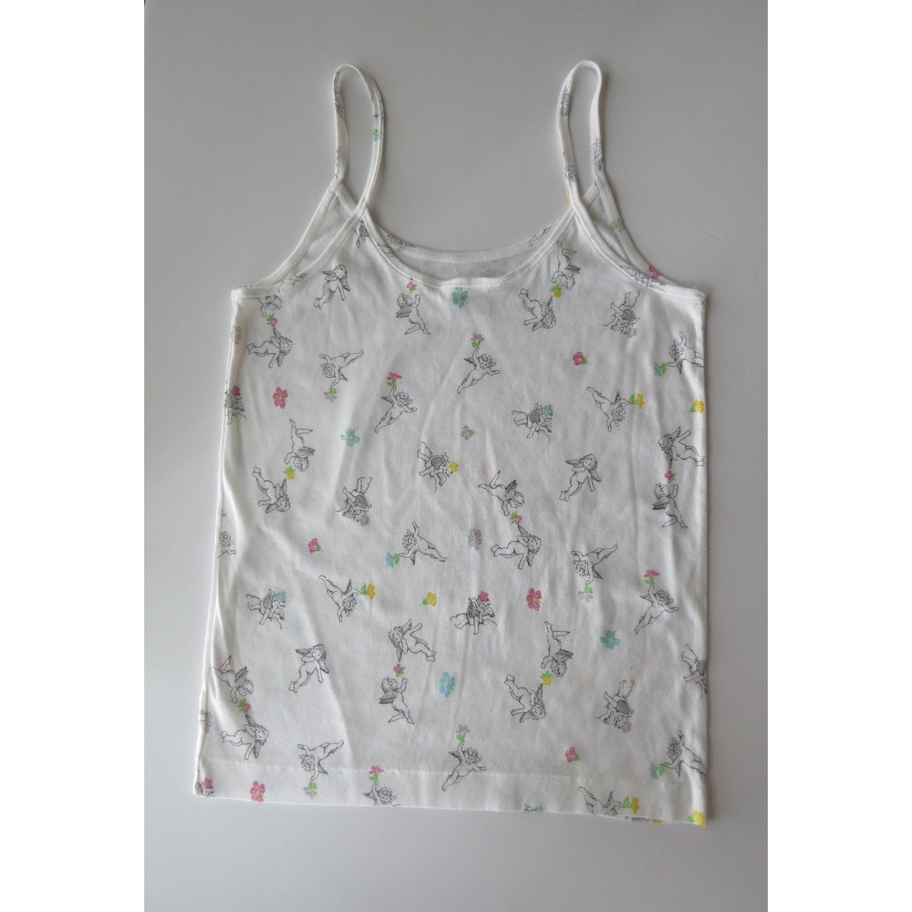 Vintage Malizia La Perla Cotton Italian Camisole Cherub Floral Print 2000s Italy
